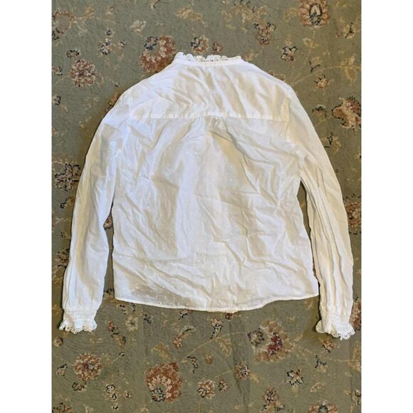 Boden White Long Sleeve Lace Button Up Broderie Detail Blouse, size 10 - Picture 3 of 6
